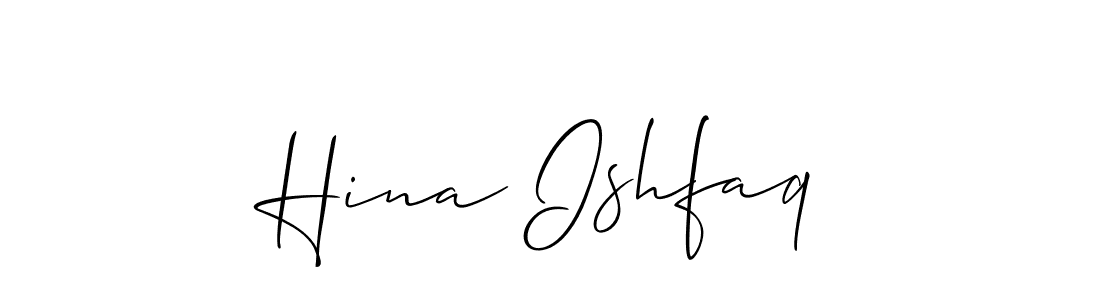 How to make Hina Ishfaq signature? Allison_Script is a professional autograph style. Create handwritten signature for Hina Ishfaq name. Hina Ishfaq signature style 2 images and pictures png