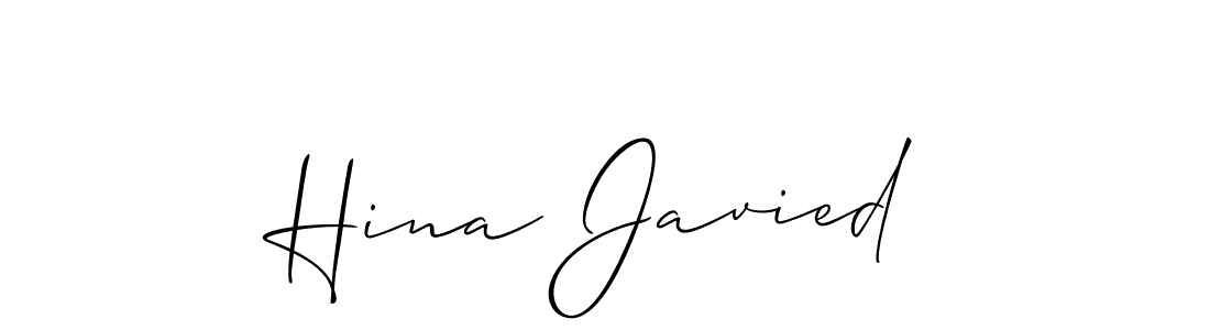 Create a beautiful signature design for name Hina Javied. With this signature (Allison_Script) fonts, you can make a handwritten signature for free. Hina Javied signature style 2 images and pictures png