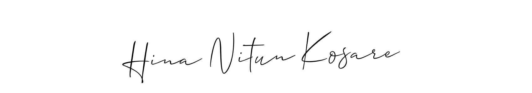 Similarly Allison_Script is the best handwritten signature design. Signature creator online .You can use it as an online autograph creator for name Hina Nitun Kosare. Hina Nitun Kosare signature style 2 images and pictures png