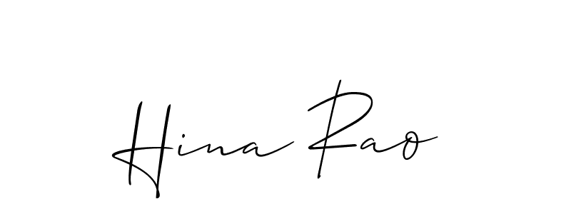 Allison_Script is a professional signature style that is perfect for those who want to add a touch of class to their signature. It is also a great choice for those who want to make their signature more unique. Get Hina Rao name to fancy signature for free. Hina Rao signature style 2 images and pictures png