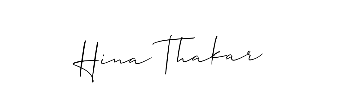 Create a beautiful signature design for name Hina Thakar. With this signature (Allison_Script) fonts, you can make a handwritten signature for free. Hina Thakar signature style 2 images and pictures png