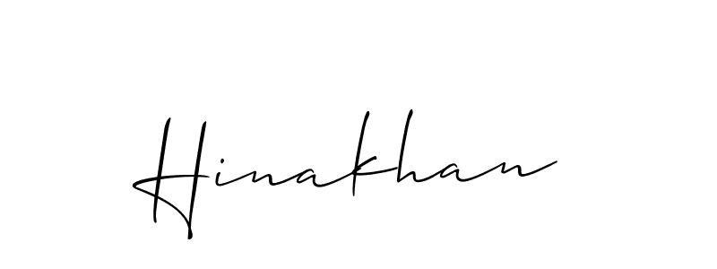 Make a beautiful signature design for name Hinakhan. With this signature (Allison_Script) style, you can create a handwritten signature for free. Hinakhan signature style 2 images and pictures png