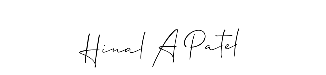 Make a beautiful signature design for name Hinal A Patel. With this signature (Allison_Script) style, you can create a handwritten signature for free. Hinal A Patel signature style 2 images and pictures png