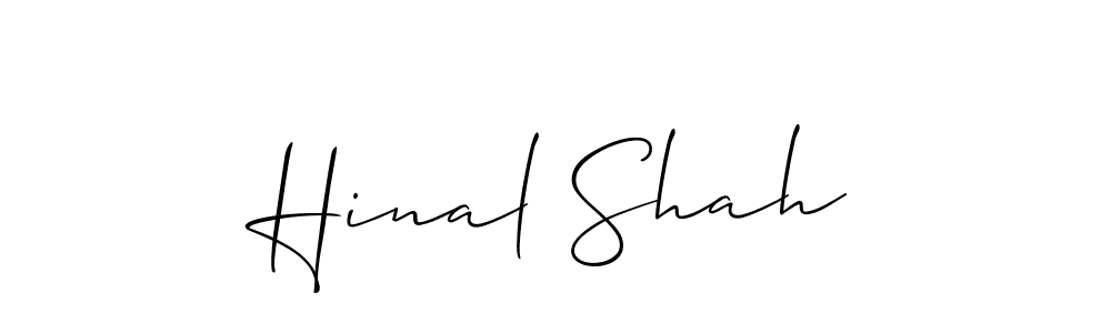 The best way (Allison_Script) to make a short signature is to pick only two or three words in your name. The name Hinal Shah include a total of six letters. For converting this name. Hinal Shah signature style 2 images and pictures png