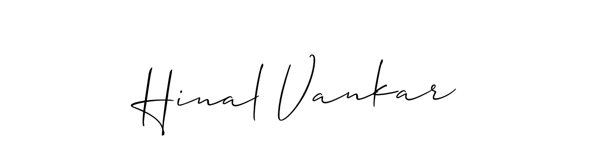 It looks lik you need a new signature style for name Hinal Vankar. Design unique handwritten (Allison_Script) signature with our free signature maker in just a few clicks. Hinal Vankar signature style 2 images and pictures png