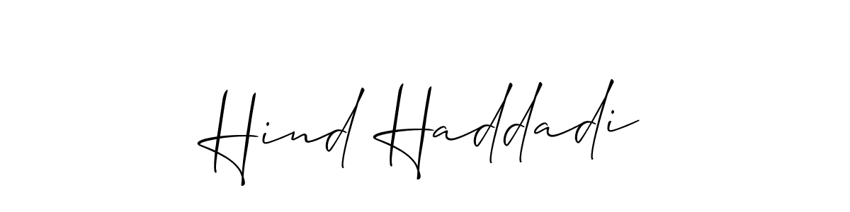 if you are searching for the best signature style for your name Hind Haddadi. so please give up your signature search. here we have designed multiple signature styles  using Allison_Script. Hind Haddadi signature style 2 images and pictures png