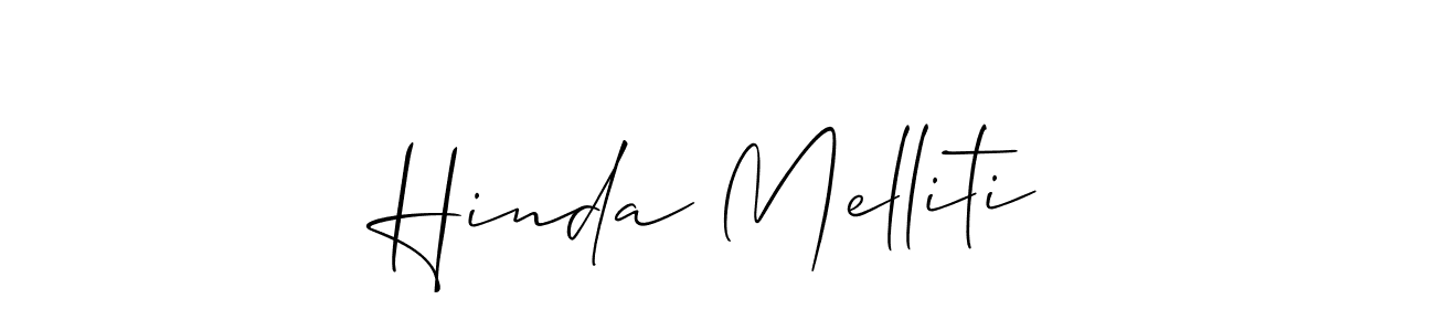 Make a beautiful signature design for name Hinda Melliti. With this signature (Allison_Script) style, you can create a handwritten signature for free. Hinda Melliti signature style 2 images and pictures png