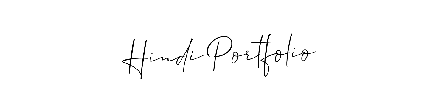 The best way (Allison_Script) to make a short signature is to pick only two or three words in your name. The name Hindi Portfolio include a total of six letters. For converting this name. Hindi Portfolio signature style 2 images and pictures png