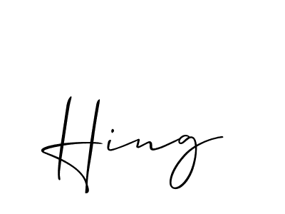 Also You can easily find your signature by using the search form. We will create Hing name handwritten signature images for you free of cost using Allison_Script sign style. Hing signature style 2 images and pictures png