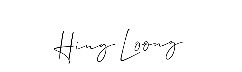 Use a signature maker to create a handwritten signature online. With this signature software, you can design (Allison_Script) your own signature for name Hing Loong. Hing Loong signature style 2 images and pictures png