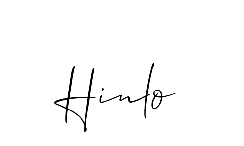 Create a beautiful signature design for name Hinlo. With this signature (Allison_Script) fonts, you can make a handwritten signature for free. Hinlo signature style 2 images and pictures png
