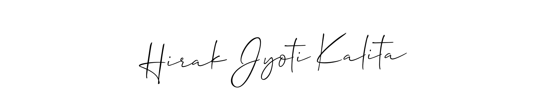 Create a beautiful signature design for name Hirak Jyoti Kalita. With this signature (Allison_Script) fonts, you can make a handwritten signature for free. Hirak Jyoti Kalita signature style 2 images and pictures png