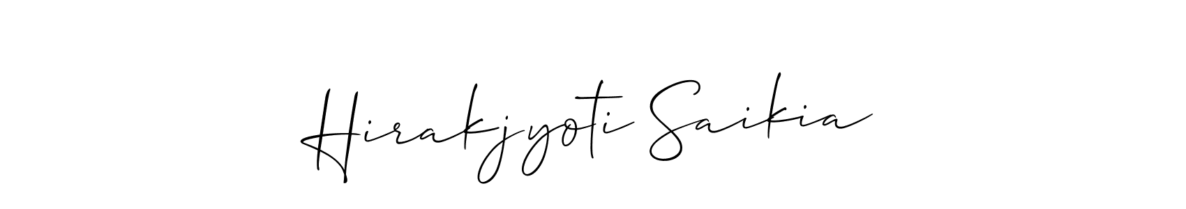 Make a beautiful signature design for name Hirakjyoti Saikia. With this signature (Allison_Script) style, you can create a handwritten signature for free. Hirakjyoti Saikia signature style 2 images and pictures png