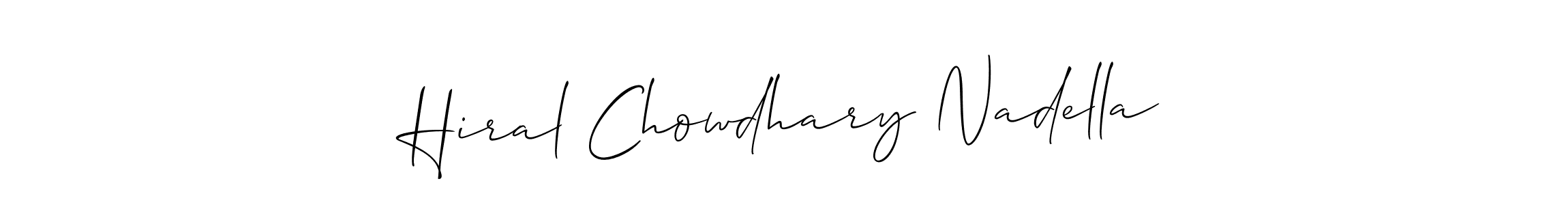 Also You can easily find your signature by using the search form. We will create Hiral Chowdhary Nadella name handwritten signature images for you free of cost using Allison_Script sign style. Hiral Chowdhary Nadella signature style 2 images and pictures png