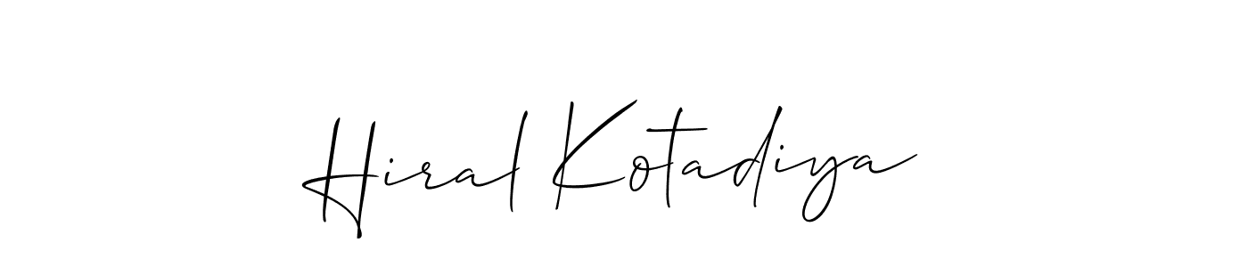 Also we have Hiral Kotadiya name is the best signature style. Create professional handwritten signature collection using Allison_Script autograph style. Hiral Kotadiya signature style 2 images and pictures png