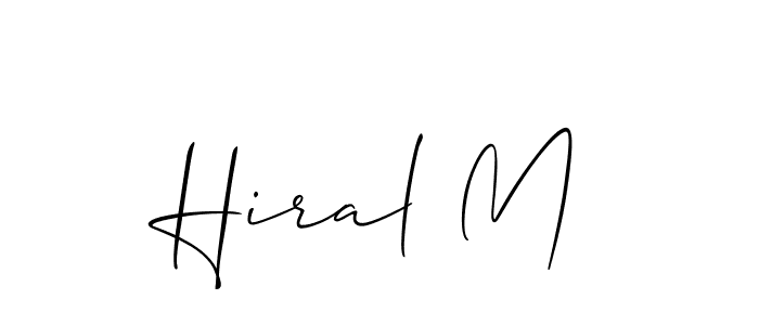 The best way (Allison_Script) to make a short signature is to pick only two or three words in your name. The name Hiral M include a total of six letters. For converting this name. Hiral M signature style 2 images and pictures png