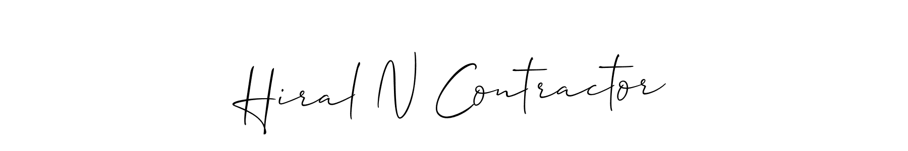 The best way (Allison_Script) to make a short signature is to pick only two or three words in your name. The name Hiral N Contractor include a total of six letters. For converting this name. Hiral N Contractor signature style 2 images and pictures png