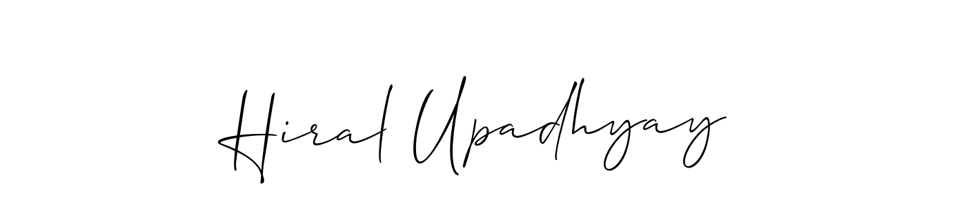 if you are searching for the best signature style for your name Hiral Upadhyay. so please give up your signature search. here we have designed multiple signature styles  using Allison_Script. Hiral Upadhyay signature style 2 images and pictures png