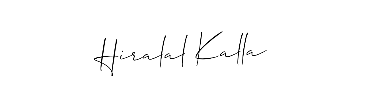 Also we have Hiralal Kalla name is the best signature style. Create professional handwritten signature collection using Allison_Script autograph style. Hiralal Kalla signature style 2 images and pictures png