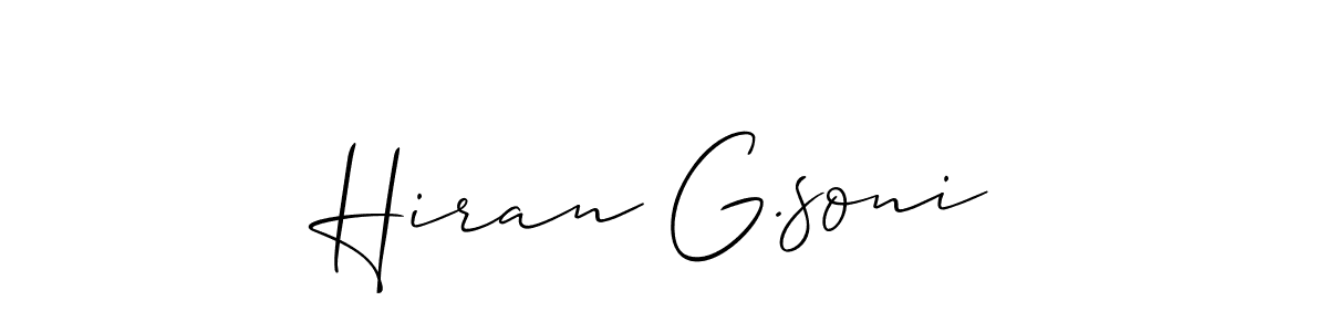 This is the best signature style for the Hiran G.soni name. Also you like these signature font (Allison_Script). Mix name signature. Hiran G.soni signature style 2 images and pictures png