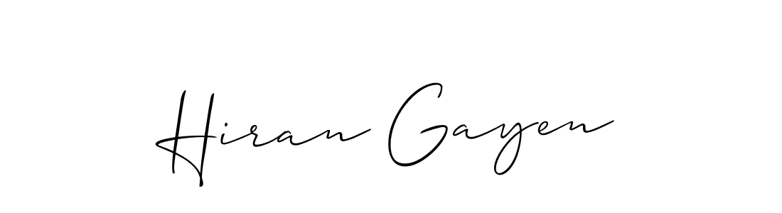 Allison_Script is a professional signature style that is perfect for those who want to add a touch of class to their signature. It is also a great choice for those who want to make their signature more unique. Get Hiran Gayen name to fancy signature for free. Hiran Gayen signature style 2 images and pictures png