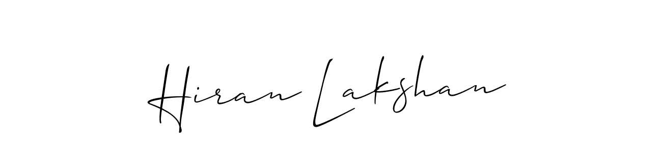 Make a beautiful signature design for name Hiran Lakshan. With this signature (Allison_Script) style, you can create a handwritten signature for free. Hiran Lakshan signature style 2 images and pictures png