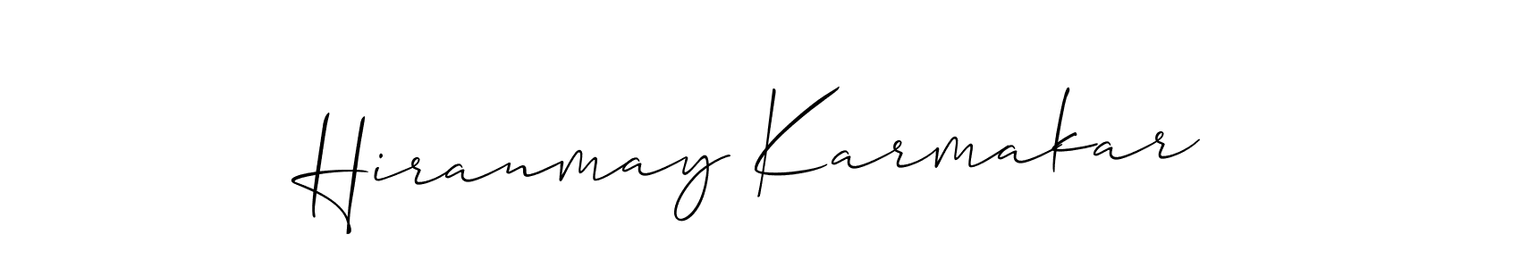 Create a beautiful signature design for name Hiranmay Karmakar. With this signature (Allison_Script) fonts, you can make a handwritten signature for free. Hiranmay Karmakar signature style 2 images and pictures png