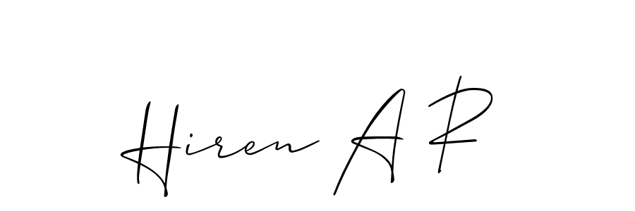 You should practise on your own different ways (Allison_Script) to write your name (Hiren A R) in signature. don't let someone else do it for you. Hiren A R signature style 2 images and pictures png