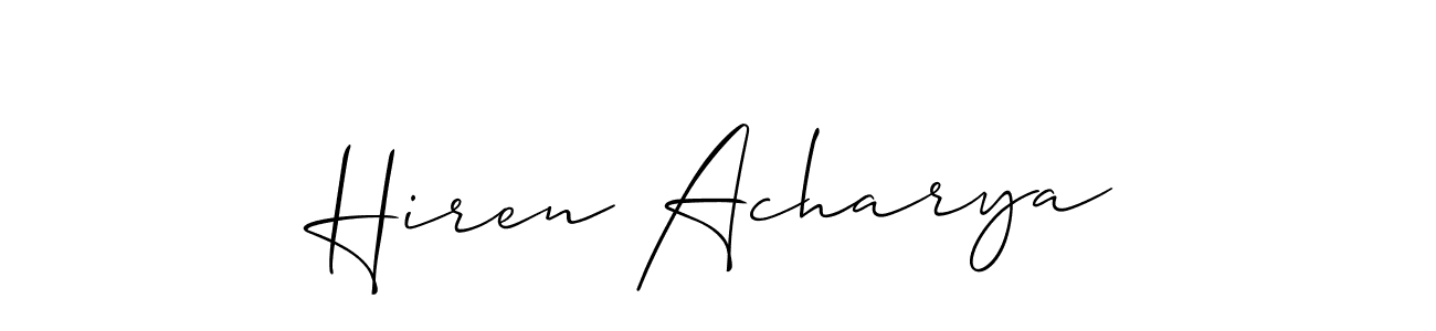 You should practise on your own different ways (Allison_Script) to write your name (Hiren Acharya) in signature. don't let someone else do it for you. Hiren Acharya signature style 2 images and pictures png