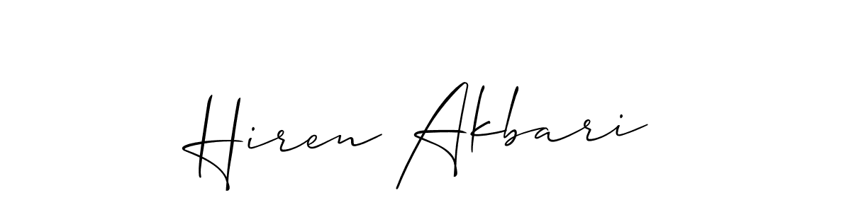 How to make Hiren Akbari name signature. Use Allison_Script style for creating short signs online. This is the latest handwritten sign. Hiren Akbari signature style 2 images and pictures png