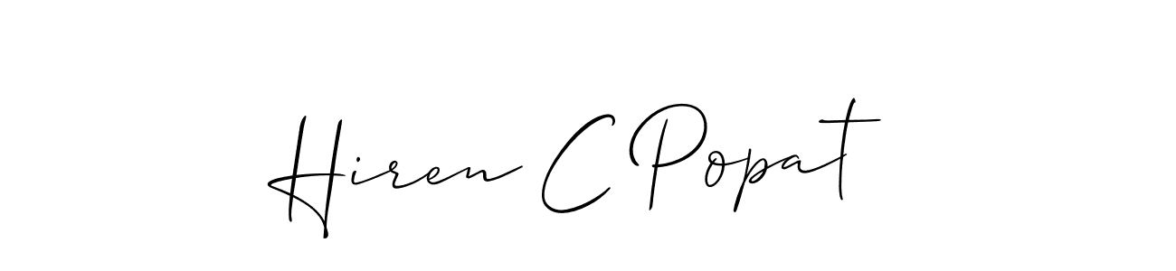 Allison_Script is a professional signature style that is perfect for those who want to add a touch of class to their signature. It is also a great choice for those who want to make their signature more unique. Get Hiren C Popat name to fancy signature for free. Hiren C Popat signature style 2 images and pictures png