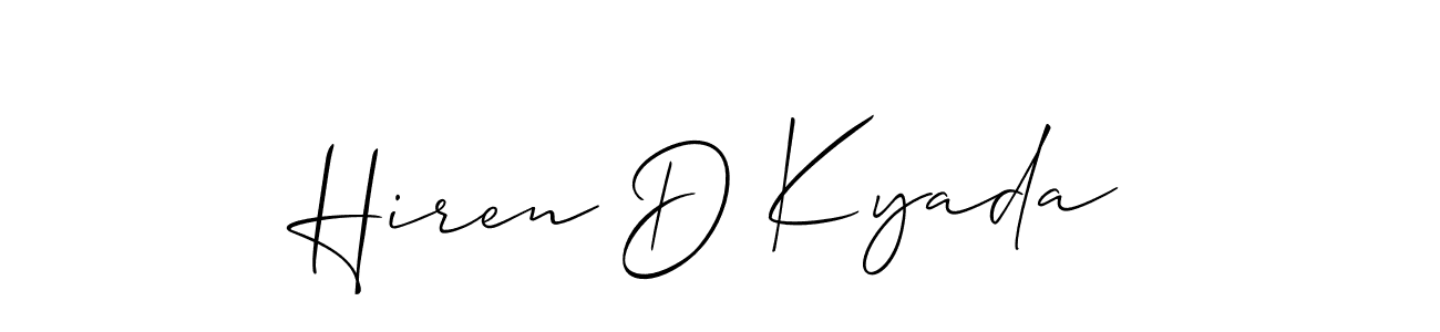 Once you've used our free online signature maker to create your best signature Allison_Script style, it's time to enjoy all of the benefits that Hiren D Kyada name signing documents. Hiren D Kyada signature style 2 images and pictures png