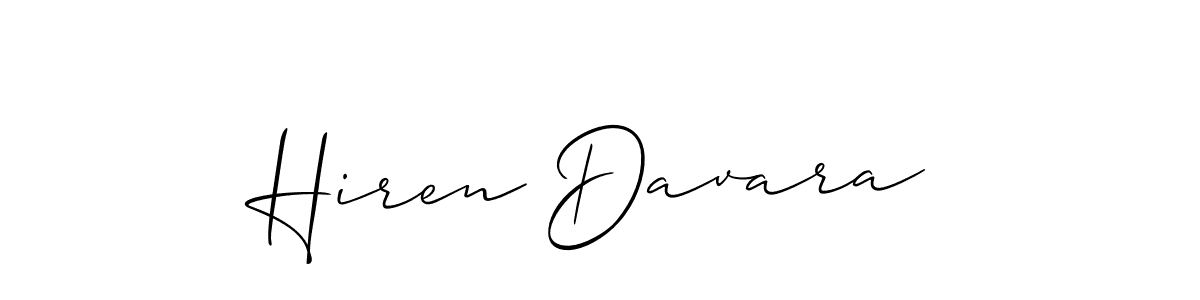 The best way (Allison_Script) to make a short signature is to pick only two or three words in your name. The name Hiren Davara include a total of six letters. For converting this name. Hiren Davara signature style 2 images and pictures png