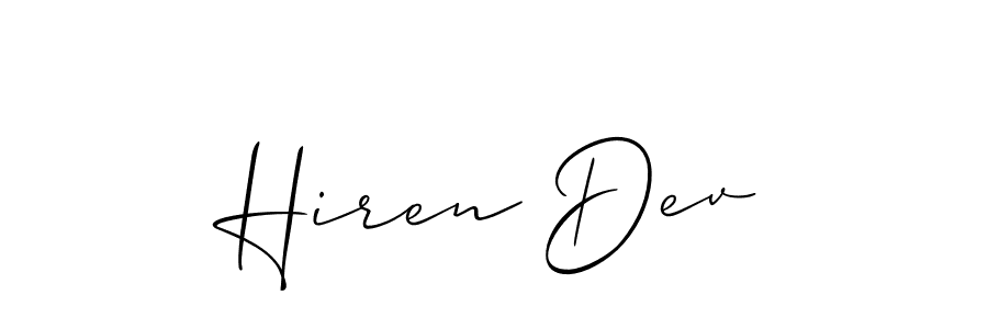 Make a beautiful signature design for name Hiren Dev. With this signature (Allison_Script) style, you can create a handwritten signature for free. Hiren Dev signature style 2 images and pictures png
