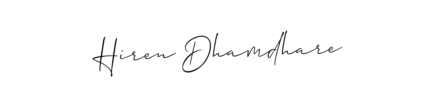 Design your own signature with our free online signature maker. With this signature software, you can create a handwritten (Allison_Script) signature for name Hiren Dhamdhare. Hiren Dhamdhare signature style 2 images and pictures png