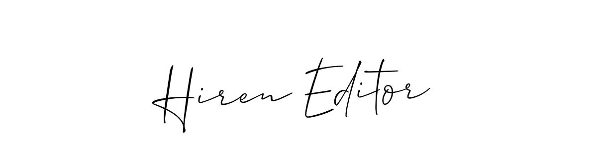 Create a beautiful signature design for name Hiren Editor. With this signature (Allison_Script) fonts, you can make a handwritten signature for free. Hiren Editor signature style 2 images and pictures png