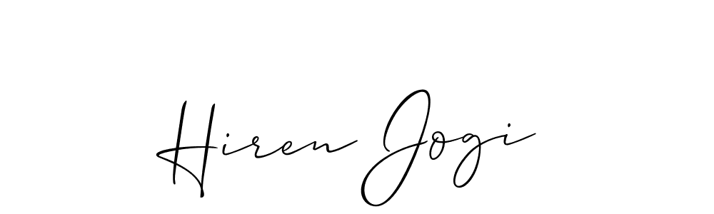 How to make Hiren Jogi signature? Allison_Script is a professional autograph style. Create handwritten signature for Hiren Jogi name. Hiren Jogi signature style 2 images and pictures png