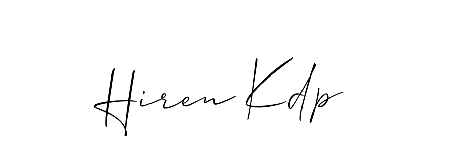 How to Draw Hiren Kdp signature style? Allison_Script is a latest design signature styles for name Hiren Kdp. Hiren Kdp signature style 2 images and pictures png