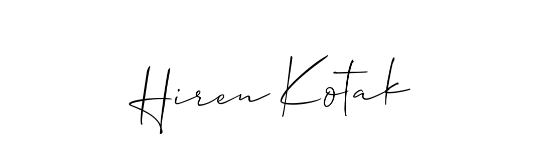 Also we have Hiren Kotak name is the best signature style. Create professional handwritten signature collection using Allison_Script autograph style. Hiren Kotak signature style 2 images and pictures png