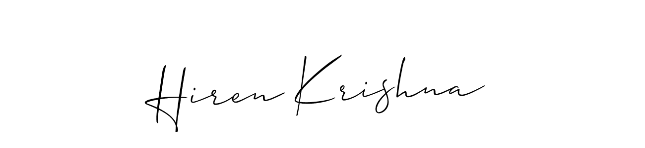 Also You can easily find your signature by using the search form. We will create Hiren Krishna name handwritten signature images for you free of cost using Allison_Script sign style. Hiren Krishna signature style 2 images and pictures png