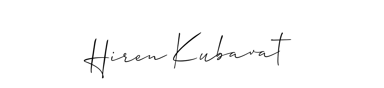 Similarly Allison_Script is the best handwritten signature design. Signature creator online .You can use it as an online autograph creator for name Hiren Kubavat. Hiren Kubavat signature style 2 images and pictures png