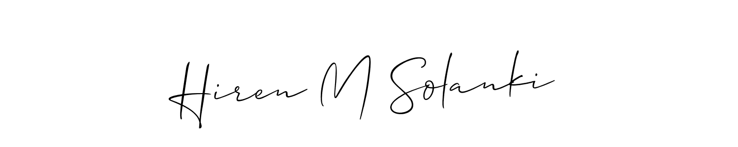 This is the best signature style for the Hiren M Solanki name. Also you like these signature font (Allison_Script). Mix name signature. Hiren M Solanki signature style 2 images and pictures png