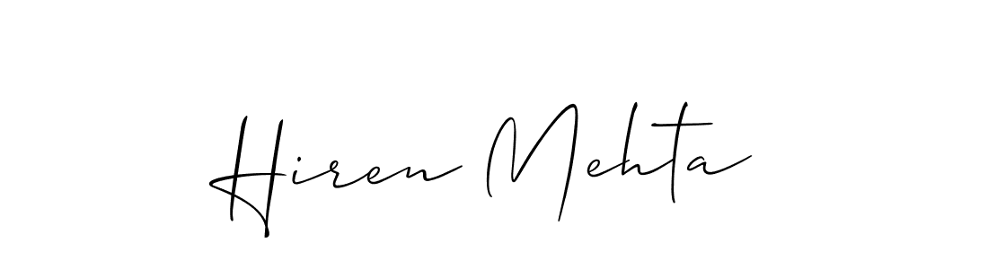 How to make Hiren Mehta signature? Allison_Script is a professional autograph style. Create handwritten signature for Hiren Mehta name. Hiren Mehta signature style 2 images and pictures png