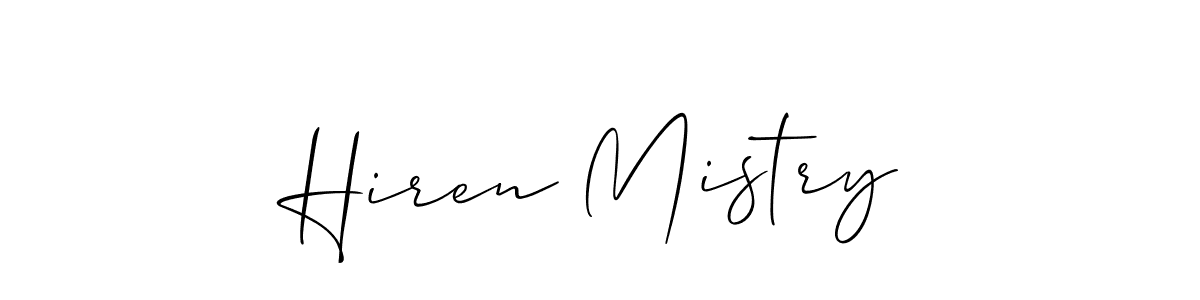 Use a signature maker to create a handwritten signature online. With this signature software, you can design (Allison_Script) your own signature for name Hiren Mistry. Hiren Mistry signature style 2 images and pictures png