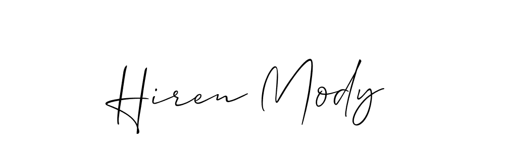 Use a signature maker to create a handwritten signature online. With this signature software, you can design (Allison_Script) your own signature for name Hiren Mody. Hiren Mody signature style 2 images and pictures png