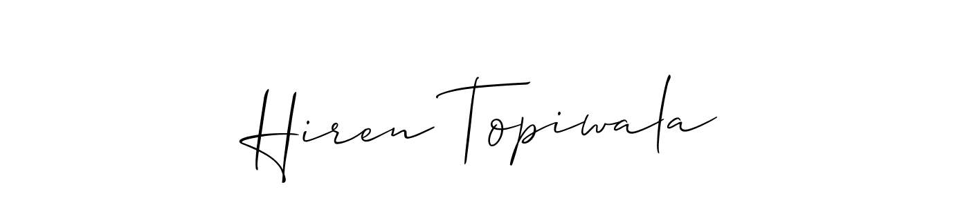 Allison_Script is a professional signature style that is perfect for those who want to add a touch of class to their signature. It is also a great choice for those who want to make their signature more unique. Get Hiren Topiwala name to fancy signature for free. Hiren Topiwala signature style 2 images and pictures png