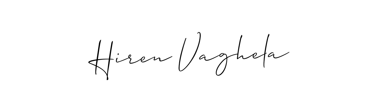 How to make Hiren Vaghela name signature. Use Allison_Script style for creating short signs online. This is the latest handwritten sign. Hiren Vaghela signature style 2 images and pictures png