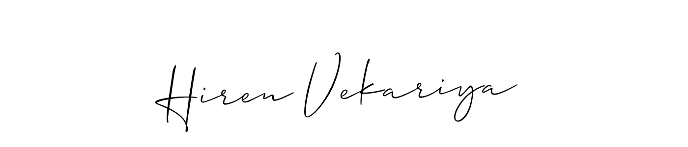 How to Draw Hiren Vekariya signature style? Allison_Script is a latest design signature styles for name Hiren Vekariya. Hiren Vekariya signature style 2 images and pictures png