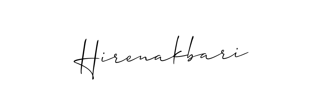 Create a beautiful signature design for name Hirenakbari. With this signature (Allison_Script) fonts, you can make a handwritten signature for free. Hirenakbari signature style 2 images and pictures png