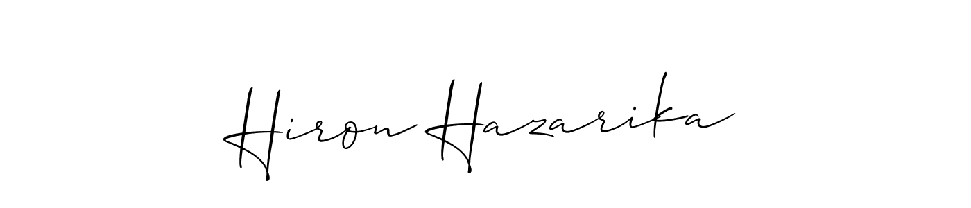 It looks lik you need a new signature style for name Hiron Hazarika. Design unique handwritten (Allison_Script) signature with our free signature maker in just a few clicks. Hiron Hazarika signature style 2 images and pictures png